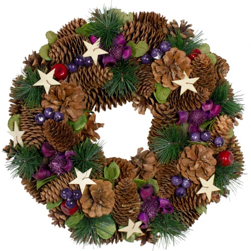 Northlight Pine Cones With Stars And Berries Artificial Christmas Wreath, 13-Inch, Unlit 3 Northlight Pine Cones With Stars And Berries Artificial Christmas Wreath, 13-Inch, Unlit