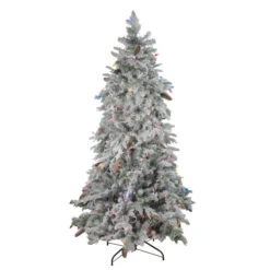 Northlight 7.5' Pre-Lit Meidum Profile Flocked Dunton Spruce Artificial Christmas Tree - Multi-Color Lights