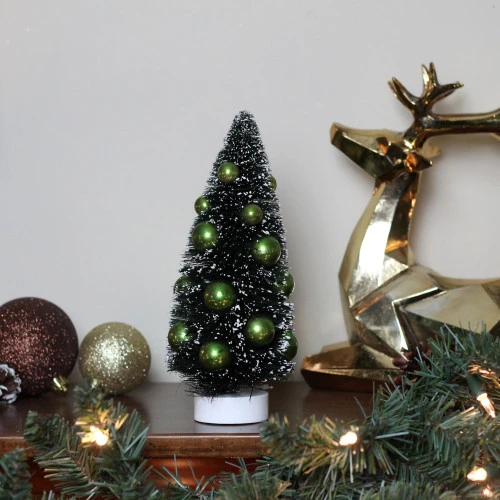 Northlight 8" Green Contemporary Christmas Tree With Ball Ornaments Tabletop Decor 4 Northlight 8" Green Contemporary Christmas Tree With Ball Ornaments Tabletop Decor - Image 2