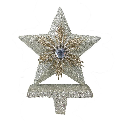 Northlight 8" Silver And Gold Glittered 5-Point Star Christmas Stocking Holder 3 Northlight 8" Silver And Gold Glittered 5-Point Star Christmas Stocking Holder
