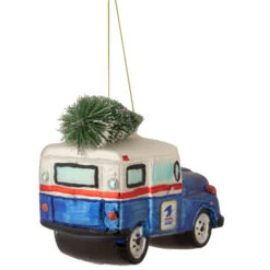 Northlight 5" Blue And White "U.S. Mail" Service Truck With Tree Glass Christmas Ornament -Ornaments Store northlight tr15206 3 63709.1665260519
