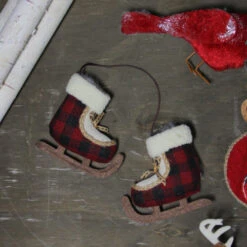 Northlight 4" Red And White Plush Plaid Ice Skates Christmas Ornament -Ornaments Store northlight tr26254 3 12930.1587642896
