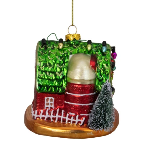 Northlight 4" Festive Red And Green Barn With Roof Glass Christmas Ornament 6 Northlight 4" Festive Red And Green Barn With Roof Glass Christmas Ornament - Image 4