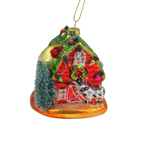 Northlight 4" Festive Red And Green Barn With Roof Glass Christmas Ornament 3 Northlight 4" Festive Red And Green Barn With Roof Glass Christmas Ornament