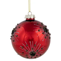 Northlight 3.5" Red And Brown Beaded Bursting Snowflake Glass Christmas Ball Ornament -Ornaments Store northlight tr26267 2 61502.1682510987