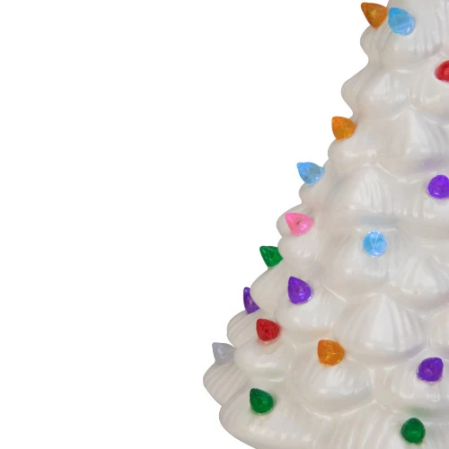 Northlight 8" LED Lighted White Ceramic Christmas Tree With Pastel Lights Table Top Decoration 4 Northlight 8" LED Lighted White Ceramic Christmas Tree With Pastel Lights Table Top Decoration - Image 2