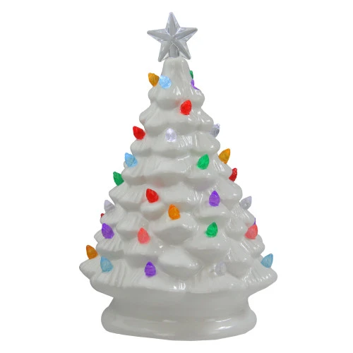 Northlight 8" LED Lighted White Ceramic Christmas Tree With Pastel Lights Table Top Decoration 3 Northlight 8" LED Lighted White Ceramic Christmas Tree With Pastel Lights Table Top Decoration