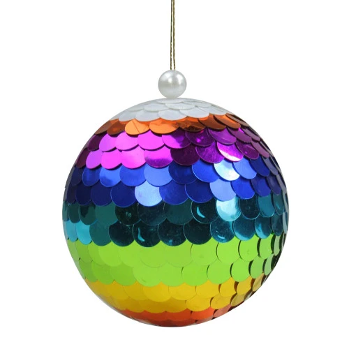 Northlight Vibrantly Colored Shiny Sequin Rainbow Hanging Christmas Ball Ornament 4.75" (120mm) 3 Northlight Vibrantly Colored Shiny Sequin Rainbow Hanging Christmas Ball Ornament 4.75" (120mm)