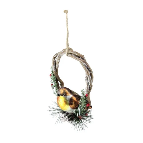 Northlight 4" Brown Bird Sitting In A Twig Wreath Christmas Ornament 4 Northlight 4" Brown Bird Sitting In A Twig Wreath Christmas Ornament - Image 2