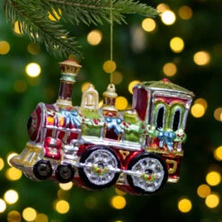 Northlight 5.5" Red And Green Train Glittered Glass Christmas Ornament -Ornaments Store northlight tr83481 5 82112.1665590921