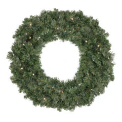 Northlight Pre-Lit LED Canadian Pine Artificial Christmas Wreath, 24-Inch, Clear Lights