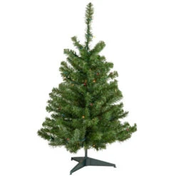 Northlight 3' Pre-Lit Medium Canadian Pine Artificial Christmas Tree, Multicolor Lights