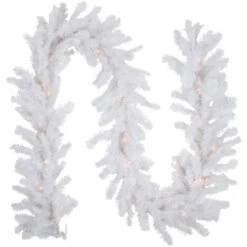 Northlight 9' X 12" Pre-lit Snow White Artificial Christmas Garland - Clear Lights
