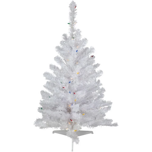 Northlight 3' Pre-Lit Snow White Artificial Christmas Tree, Multi Lights 3 Northlight 3' Pre-Lit Snow White Artificial Christmas Tree, Multi Lights