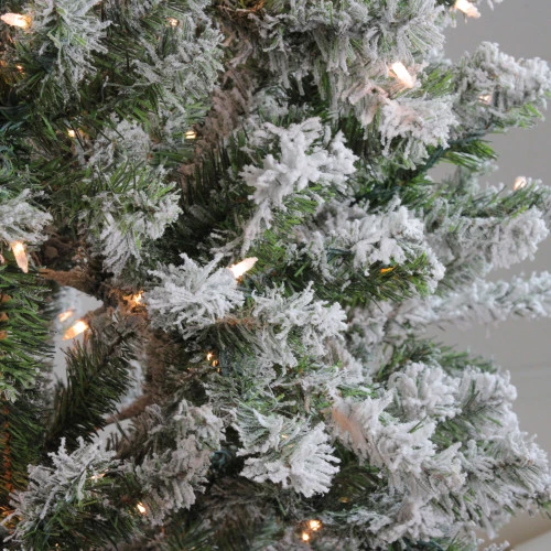 Northlight 6' Pre-Lit Medium Flocked Balsam Pine Artificial Christmas Tree - Clear Lights 4 Northlight 6' Pre-Lit Medium Flocked Balsam Pine Artificial Christmas Tree - Clear Lights - Image 2
