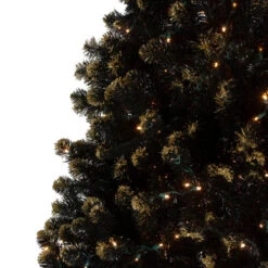 Northlight Pre-Lit LED Black Crystal Pine With Gold Glitter Artificial Christmas Tree - 7.5 Ft Clear Lights -Ornaments Store northlight v27364 1 49577.1665610428