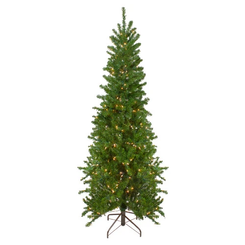 Northlight 7.5' Pre-Lit Pencil Canadian Pine Artificial Christmas Tree - Clear Lights 3 Northlight 7.5' Pre-Lit Pencil Canadian Pine Artificial Christmas Tree - Clear Lights