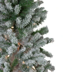 Northlight Set Of 3 Pre-Lit Slim Flocked Alpine Artificial Christmas Trees 5' - Clear Lights -Ornaments Store northlight v27434 1update 78921.1668500848