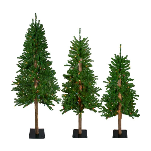 Northlight Set Of 3 Pre-Lit Slim Alpine Artificial Christmas Trees 6' - Multi Lights 3 Northlight Set Of 3 Pre-Lit Slim Alpine Artificial Christmas Trees 6' - Multi Lights