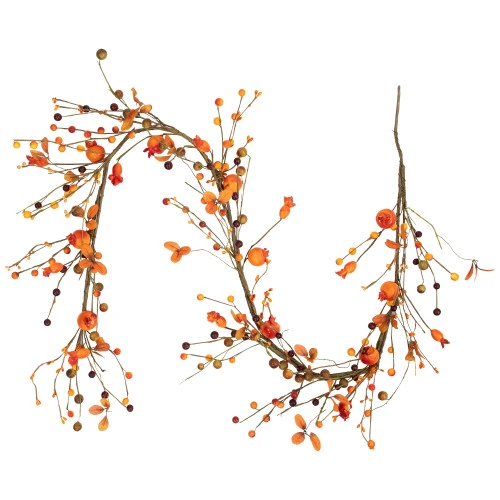 Northlight 5' X 6" Fall Harvest Berries And Leaves Twig Artificial Garland, Unlit 3 Northlight 5' X 6" Fall Harvest Berries And Leaves Twig Artificial Garland, Unlit