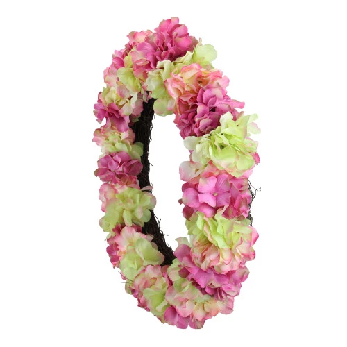Northlight Hydrangea Twig Artificial Floral Wreath, Pink And Green 18-Inch 4 Northlight Hydrangea Twig Artificial Floral Wreath, Pink And Green 18-Inch - Image 2