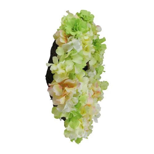 Northlight Hydrangea Twig Artificial Floral Wreath, Yellow 15-Inch 4 Northlight Hydrangea Twig Artificial Floral Wreath, Yellow 15-Inch - Image 2