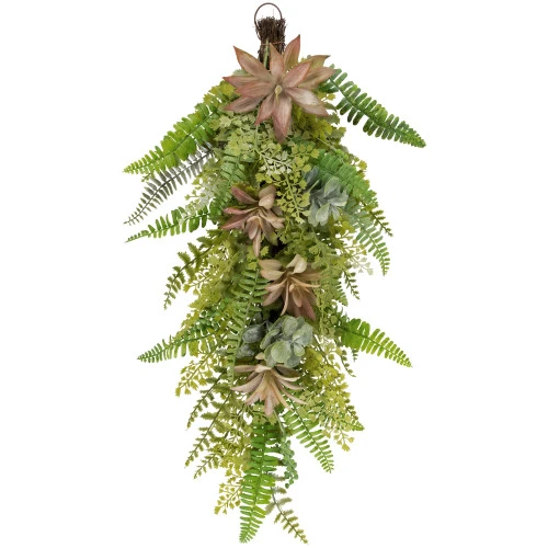 Northlight 28" Leaves And Succulents Artificial Spring Teardrop Swag - Unlit 3 Northlight 28" Leaves And Succulents Artificial Spring Teardrop Swag - Unlit