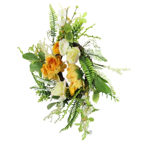 Northlight Hydrangea And Rose Twig Artificial Floral Wreath, Orange 16-Inch 5 Northlight Hydrangea And Rose Twig Artificial Floral Wreath, Orange 16-Inch - Image 3