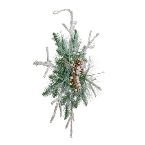 Northlight 24" Green And Winter White Frosted Mixed Pine Twig Snowflake Christmas Ornament 4 Northlight 24" Green And Winter White Frosted Mixed Pine Twig Snowflake Christmas Ornament - Image 2