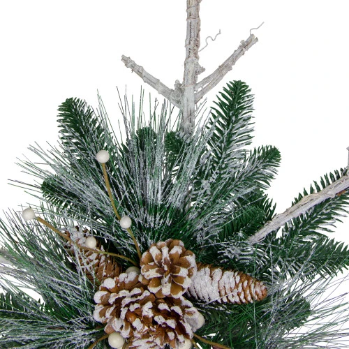 Northlight 24" Green And Winter White Frosted Mixed Pine Twig Snowflake Christmas Ornament 5 Northlight 24" Green And Winter White Frosted Mixed Pine Twig Snowflake Christmas Ornament - Image 3