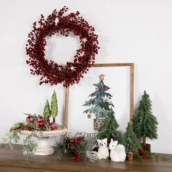 Northlight Red Berry With Frosted Accents Artificial Christmas Wreath, 18-Inch, Unlit -Ornaments Store northlight vm37740 styled 2 32557.1691161227