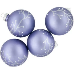 Northlight 4ct Matte Purple Glass Ball Christmas Ornaments With Branch Design 2.5" (63.5mm) -Ornaments Store northlight wy00127 1new 24671.1674812771