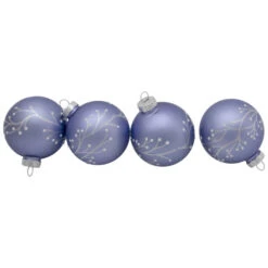 Northlight 4ct Matte Purple Glass Ball Christmas Ornaments With Branch Design 2.5" (63.5mm) -Ornaments Store northlight wy00127 updated2022 27001.1674812771