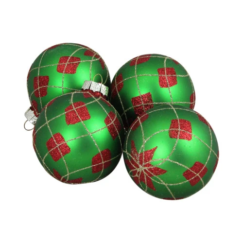 Northlight 4ct Green And Red Argyle Diamond Pattern Christmas Ball Ornaments 3.25" (80mm) 5 Northlight 4ct Green And Red Argyle Diamond Pattern Christmas Ball Ornaments 3.25" (80mm) - Image 3