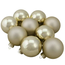 Northlight 9ct Champagne Gold 2-Finish Glass Christmas Ball Ornaments 2.5" (65mm)