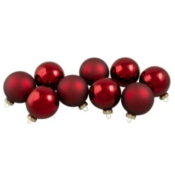Northlight 9ct Cherry Red Glass 2-Finish Christmas Ball Ornaments 2.5" (65mm)