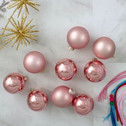 Northlight 9ct Shiny And Matte Pink And Gold Glass Ball Christmas Ornaments 2.5" (65mm) 4 Northlight 9ct Shiny And Matte Pink And Gold Glass Ball Christmas Ornaments 2.5" (65mm) - Image 2