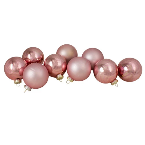 Northlight 9ct Shiny And Matte Pink And Gold Glass Ball Christmas Ornaments 2.5" (65mm) 3 Northlight 9ct Shiny And Matte Pink And Gold Glass Ball Christmas Ornaments 2.5" (65mm)