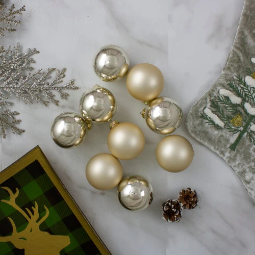 Northlight 9ct Champagne Gold 2-Finish Glass Ball Christmas Ornaments 2.5" (65mm) 4 Northlight 9ct Champagne Gold 2-Finish Glass Ball Christmas Ornaments 2.5" (65mm) - Image 2