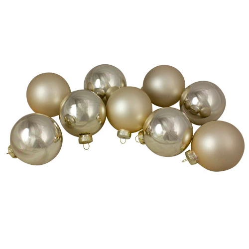 Northlight 9ct Champagne Gold 2-Finish Glass Ball Christmas Ornaments 2.5" (65mm) 3 Northlight 9ct Champagne Gold 2-Finish Glass Ball Christmas Ornaments 2.5" (65mm)