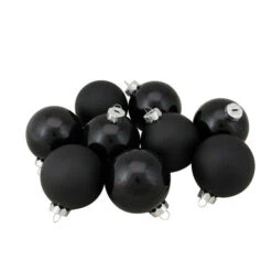 Northlight 9ct Shiny And Matte Black Glass Ball Christmas Ornaments 2.5" (65mm)