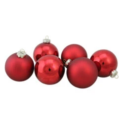 Northlight 6ct Red Glass 2-Finish Christmas Ball Ornaments 3.25" (80mm) -Ornaments Store northlight wy00750 3 18565.1602122187
