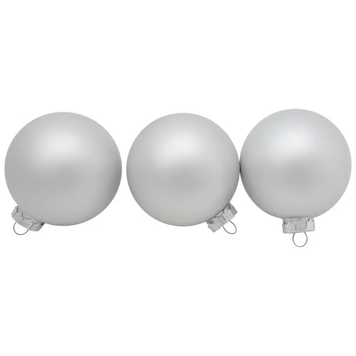 Northlight 6ct Silver 2-Finish Christmas Glass Ball Ornaments 3.25" 6 Northlight 6ct Silver 2-Finish Christmas Glass Ball Ornaments 3.25" - Image 4