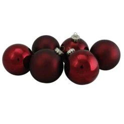 Northlight 6ct Burgundy Red 2-Finish Glass Ball Christmas Ornaments 3.25" (80mm) -Ornaments Store northlight wy00754 3 55210.1665580317
