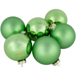 Northlight 6ct Shiny And Matte Green Glass Ball Christmas Ornaments 3.25" (82mm) -Ornaments Store northlight wy00755 2 57937.1677147723