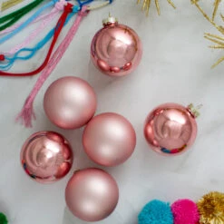 Northlight 6ct Shiny And Matte Baby Pink Glass Ball Christmas Ornaments 3.25" (80mm) -Ornaments Store northlight wy00759 4 34892.1588344841