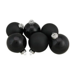 Northlight 6ct Black Glass 2-Finish Christmas Ball Ornaments 3.25" (80mm) 7 Northlight 6ct Black Glass 2-Finish Christmas Ball Ornaments 3.25" (80mm) -Ornaments Store northlight wy00763 3 71035.1665433296