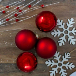 Northlight 4ct Red And Gold 2-Finish Glass Christmas Ball Ornaments 4" (100mm) -Ornaments Store northlight wy00768 2 90553.1664379664