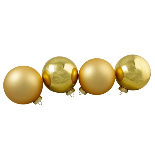 Northlight 4ct Gold Glass 2-Finish Christmas Ball Ornaments 4" (100mm) 5 Northlight 4ct Gold Glass 2-Finish Christmas Ball Ornaments 4" (100mm) - Image 3