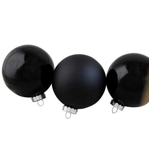 Northlight 4ct Black 2 Finish Glass Ball Christmas Ornaments 4" (100mm) 4 Northlight 4ct Black 2 Finish Glass Ball Christmas Ornaments 4" (100mm) - Image 2